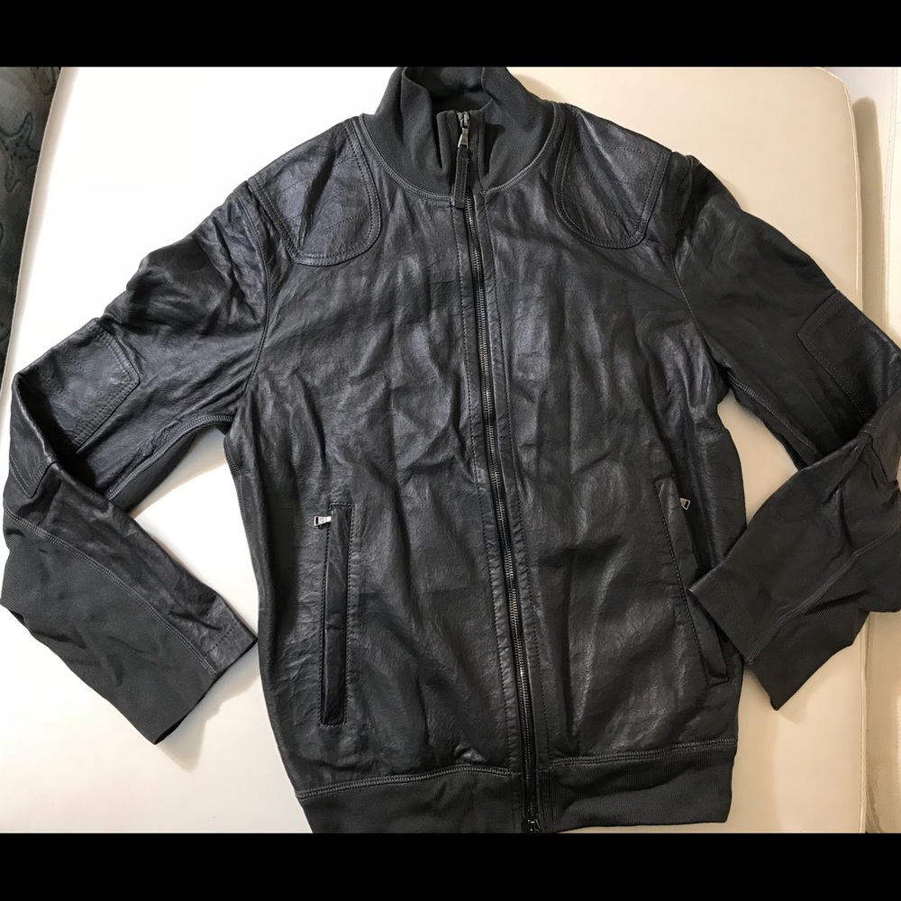 Neil Barrett Navy Pelle Leather Cuir Jacket Size M